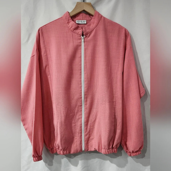 VTG Sarah Bryson Golf Womens Full Zip Jacket Size L Pink‎ Preppy Retro Made USA - Picture 1 of 7